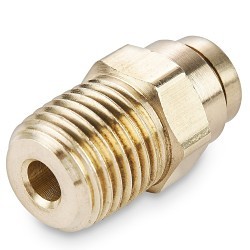 Parker® 68PTC-4-6 Air Brake Connector, 1/4 x 3/8 in Nominal, PTC x MNPT, 250 psi, Brass